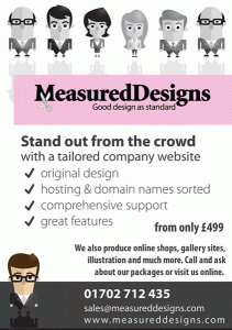 Measured Designs A5 flyer Pink and black web design services flyer