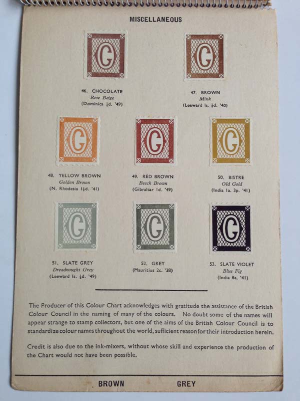 Vintage 1940s colour charts for stamps Measured Designs