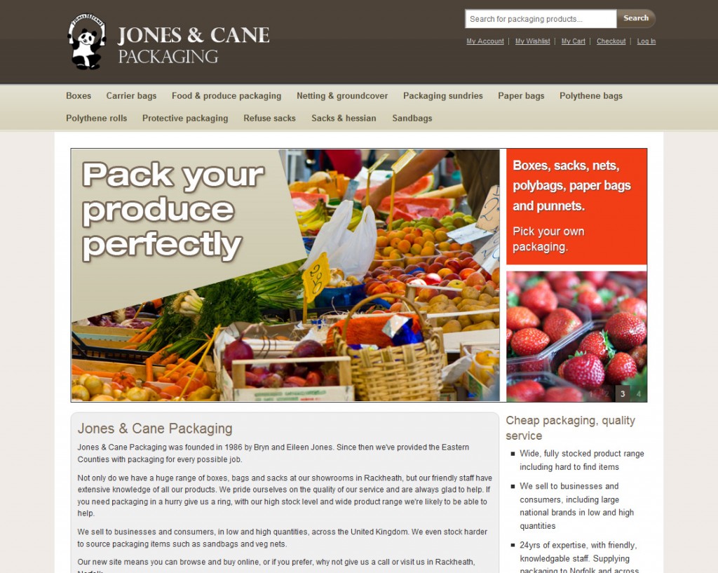 Jones and Cane Packaging - Norfolk packaging site homepage