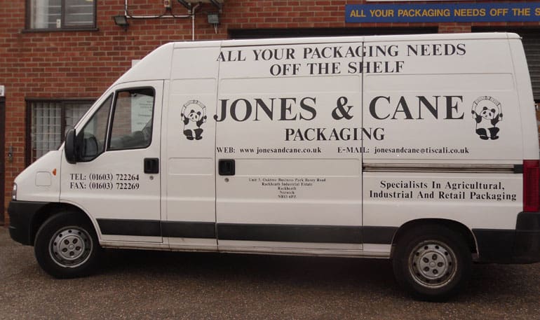 Jones and Cane van and signage