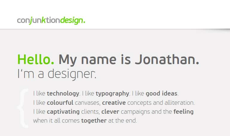 Conjunktiondesign website - screenshot