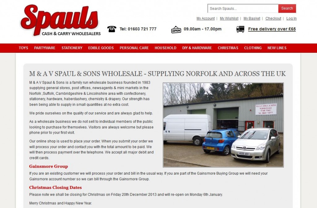 Spauls website - screenshot