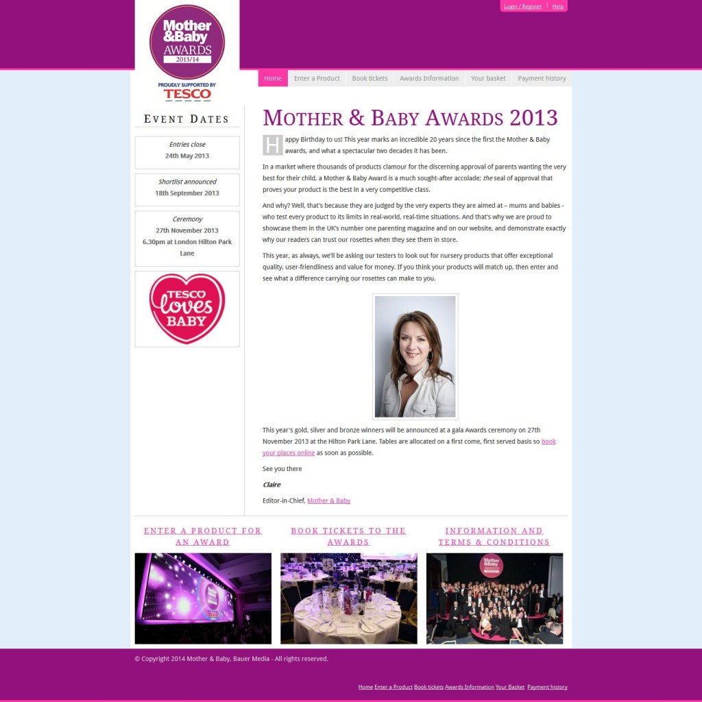 Mother and Baby Awards site