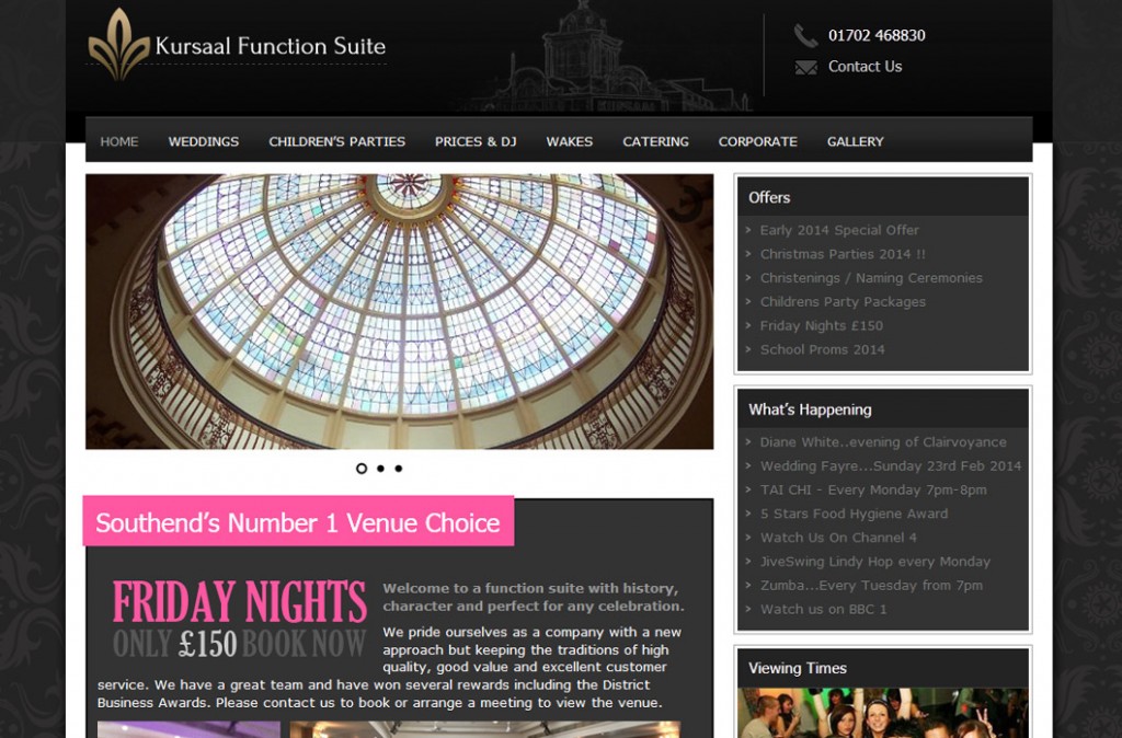 Kursaal Function Rooms website - screenshot