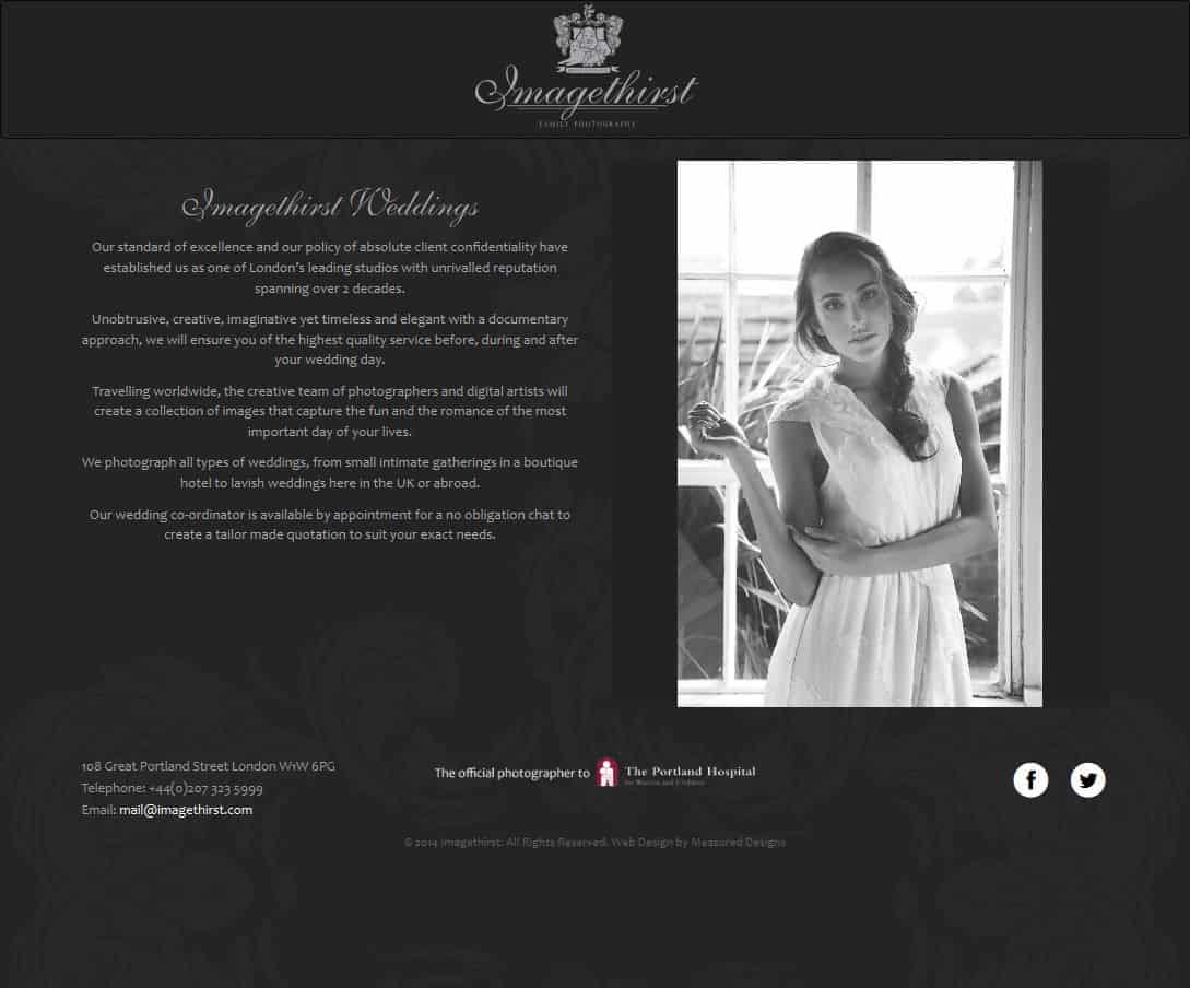 Imagethirst Weddings - Wedding Photography Website Design