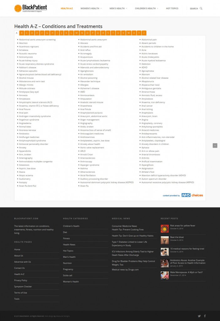 NHS health AZ tool