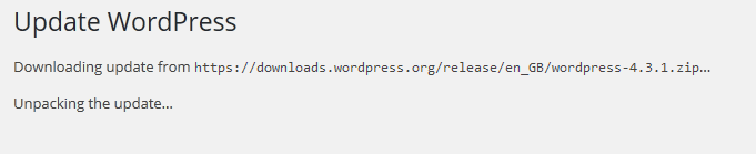 Updating WordPress message