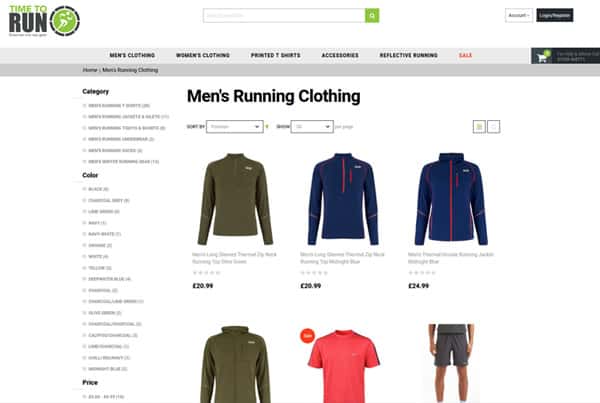 Running clothing – Magento 2 website