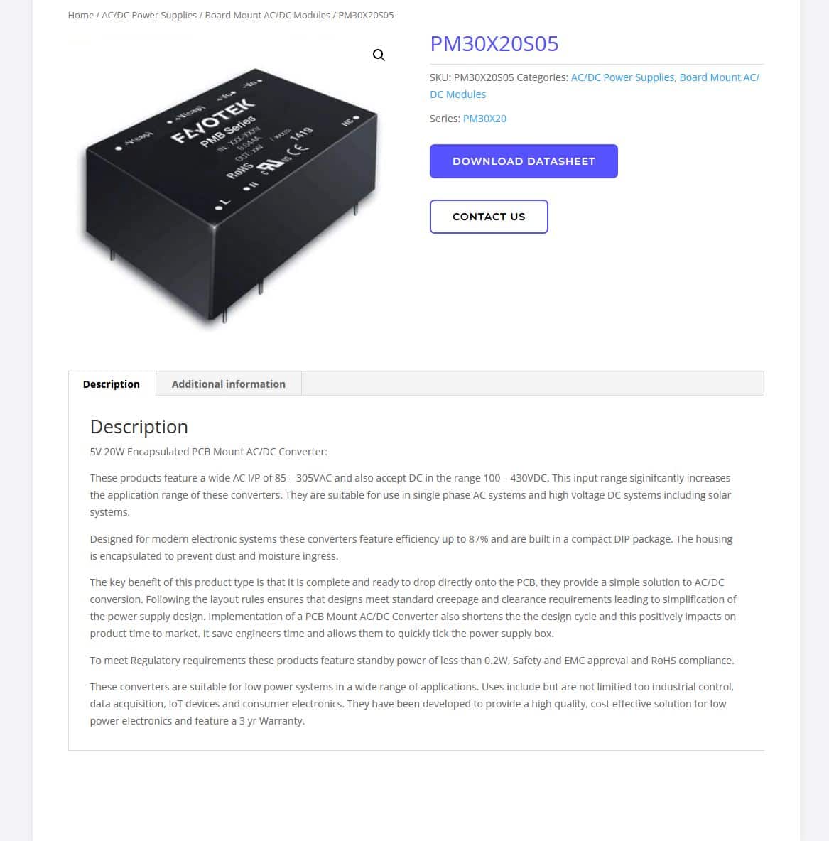 product pages