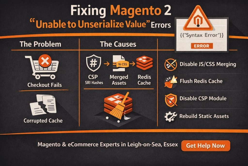Fixing Magento 2 “Unable to Unserialize Value” Errors